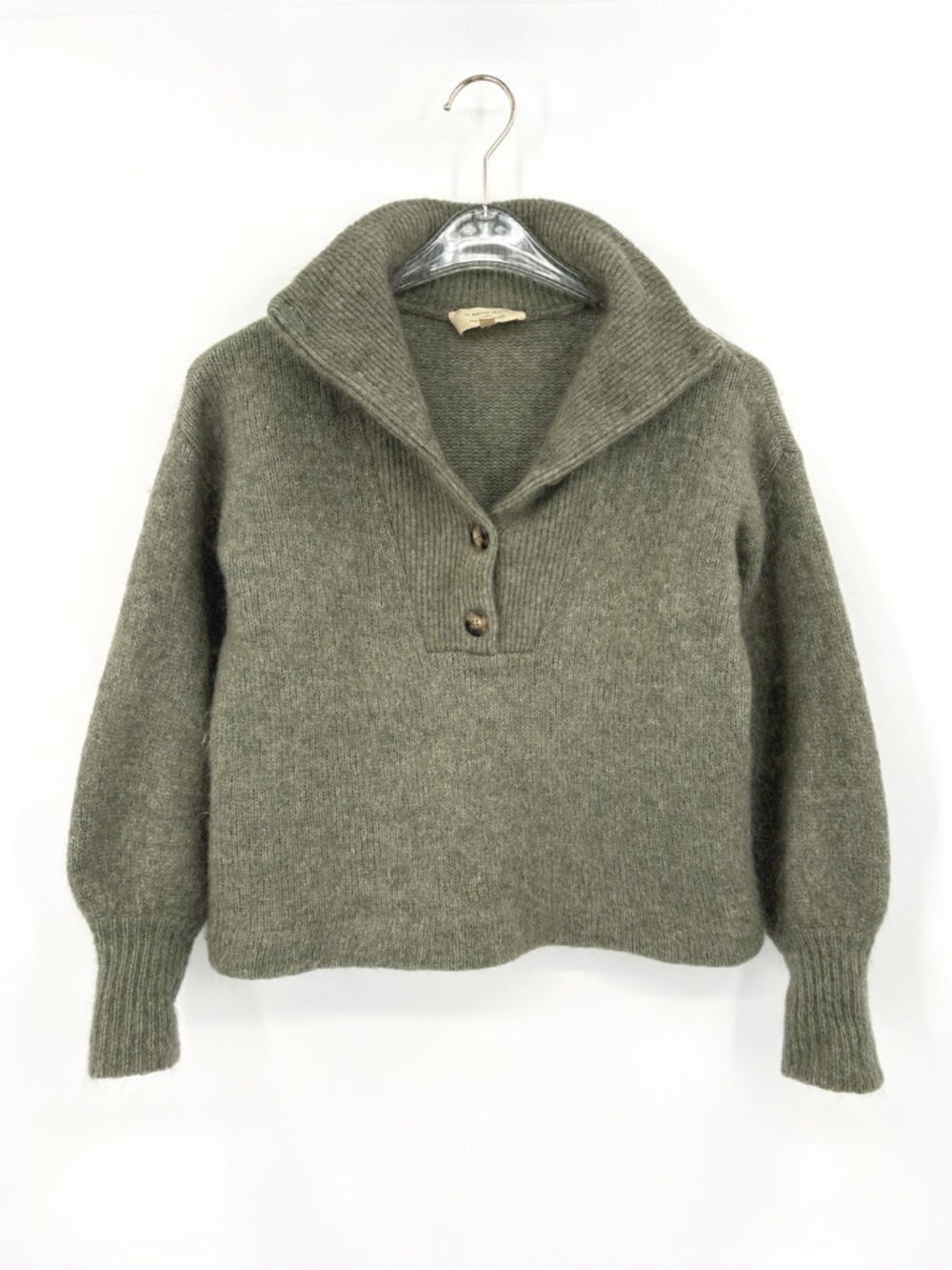 SÉZANE Mika Wool Mohair Sweater Jumper Olive Green XS - Picture 4 of 11